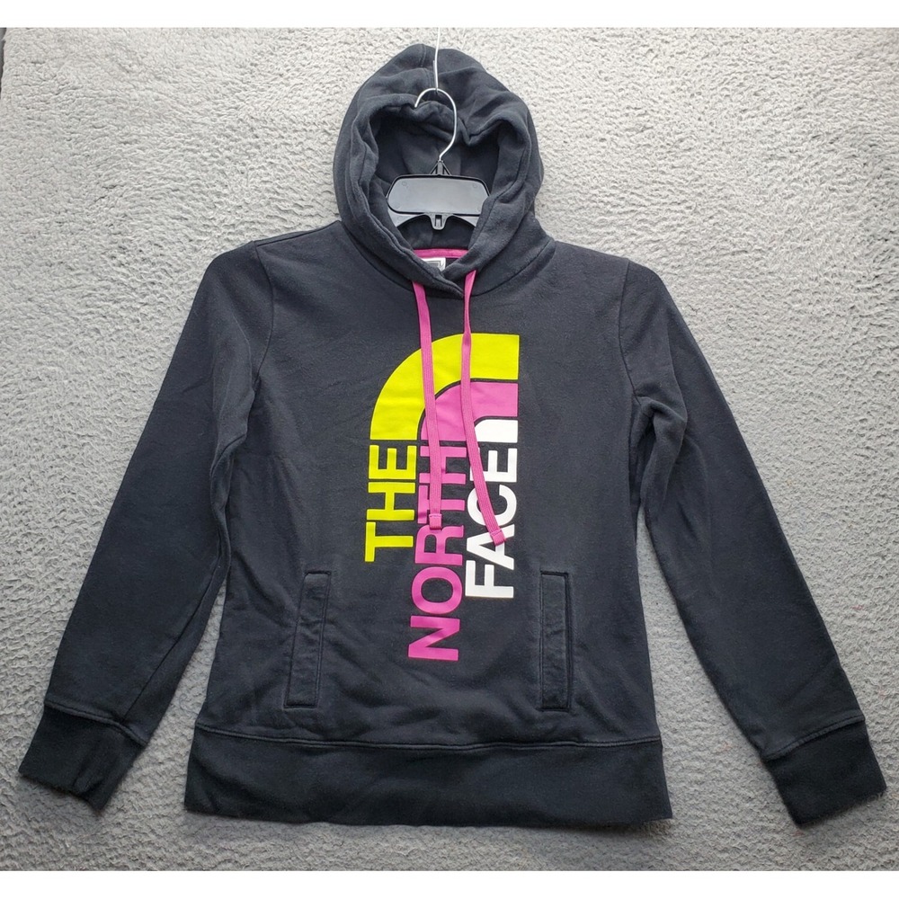 The North Face Pullover Hoodie‎ Womens Small Gray Fleece Lined Ribbed Cuff & Hem